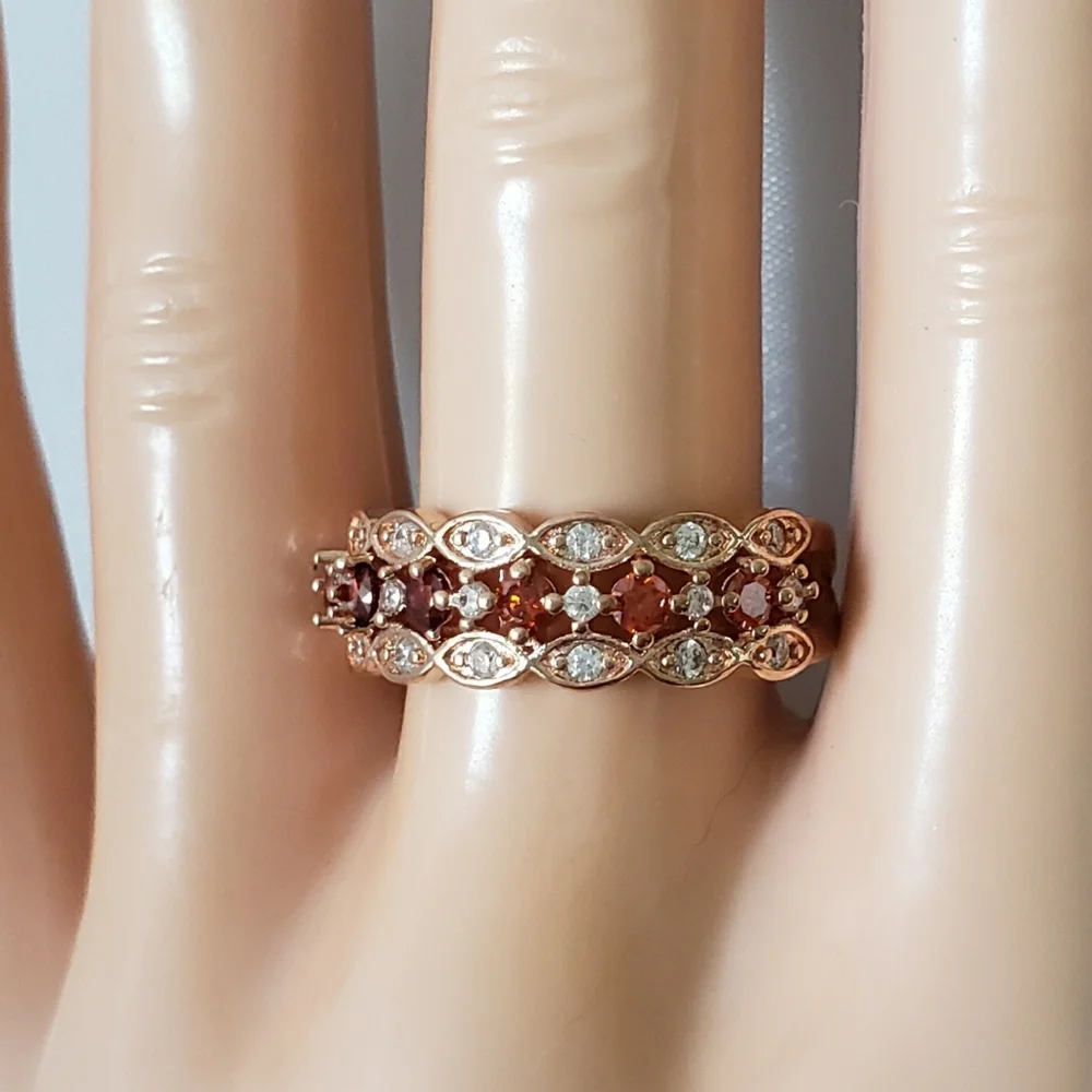 Rose Gold Red Stack Ring - Picture 8 of 8